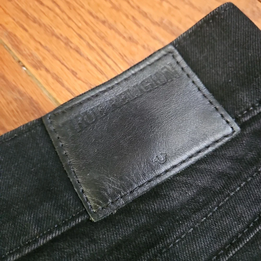 True Religion Ricky Straight Leg Black Jeans Mens Size 38 Made in USA 38x34